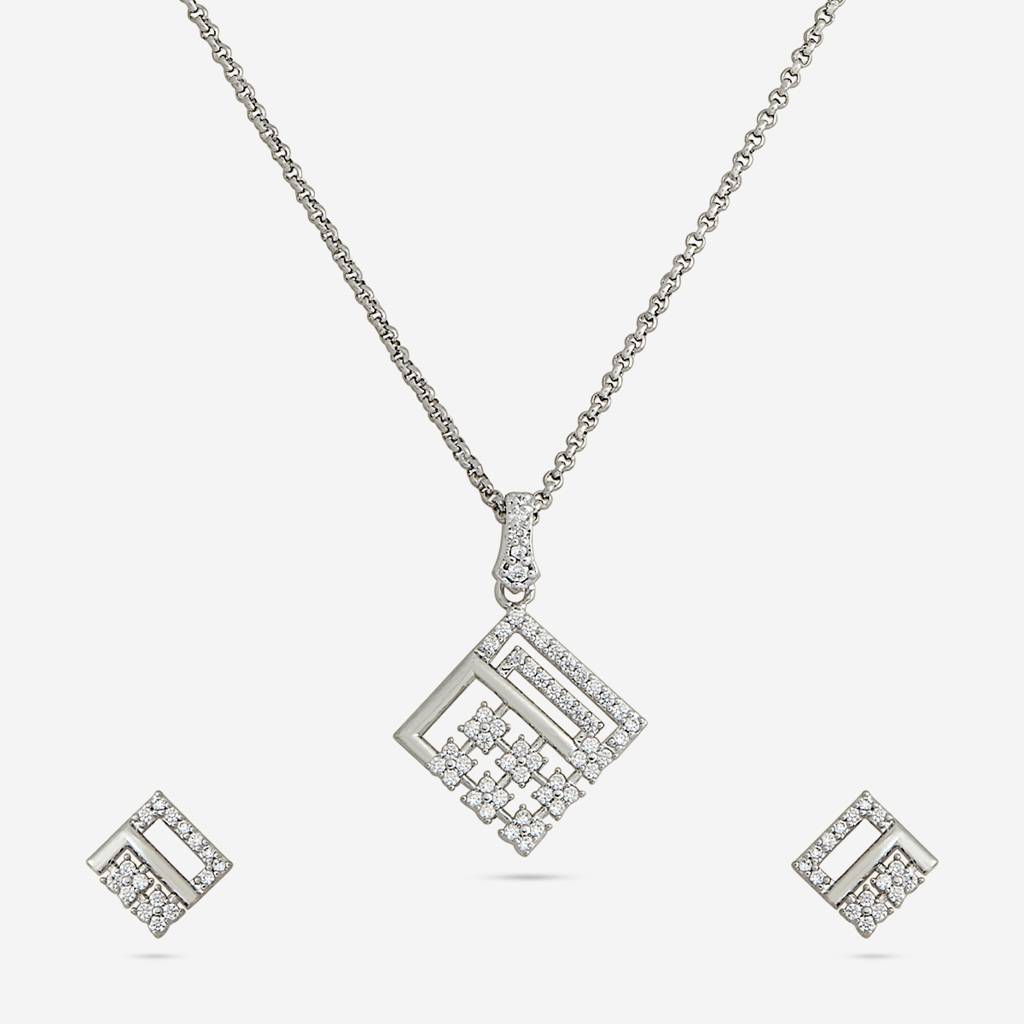 Kushal'S Fashion Jewellery  -Plated Party Trendy Zircon Necklace And Earring Set  -186573 : 444878