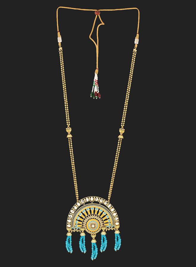 Gwalior Gold Toned Half-Dome Necklace Set : 8905124047059