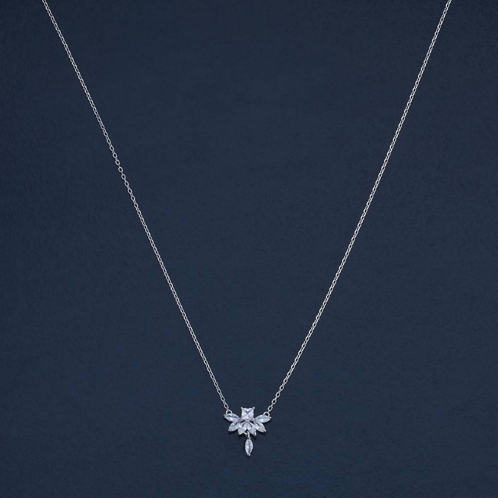 Kushal'S Fashion Jewellery White Rhodium-Plated 92.5 Sterling Silver Silver Necklace -432057 : 432057