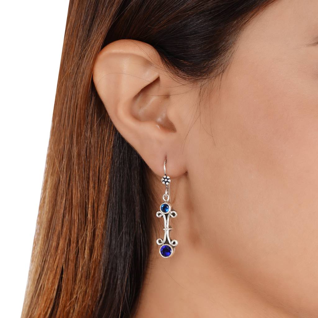 Blue Silver Earrings : SSE699