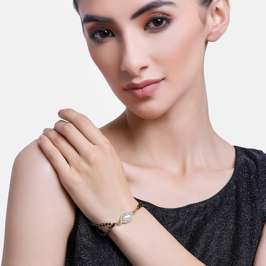 Estele Gold Plated Radiance Evil Eye Shaped Mangalsutra Bracelet For Women : 101938BR