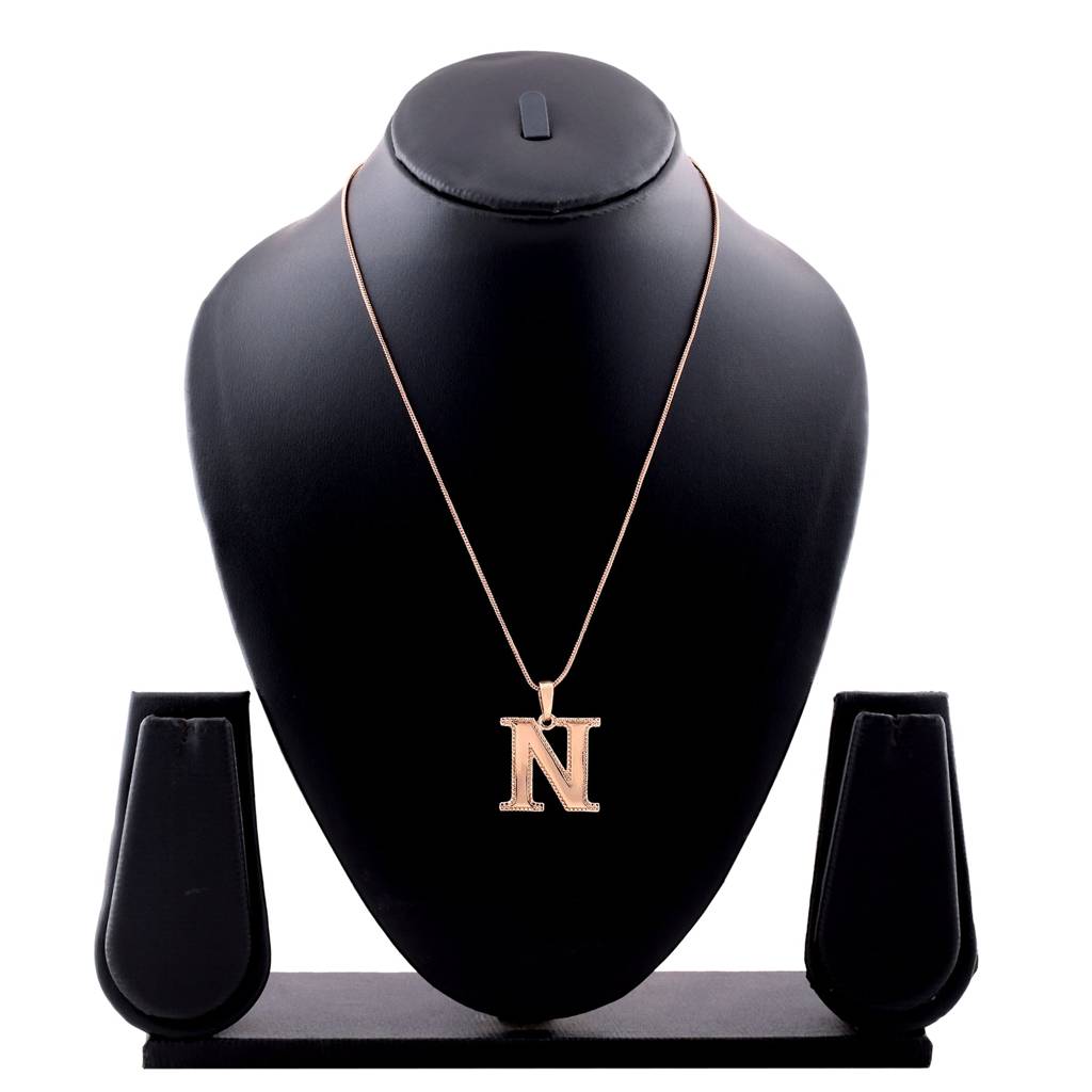 Estele Rosegold Plated N Letter Charm Pendant For Women : 1009-NPENDANT