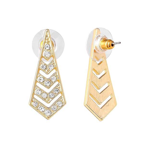 Gold Plated Timeless & Stunning White Crystals Accented Classic Stud Earrings For Girls : 195704-2NIGER