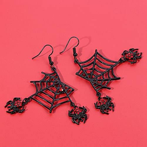 Venomous Web Drop Earrings : ES14239-BLK-RED
