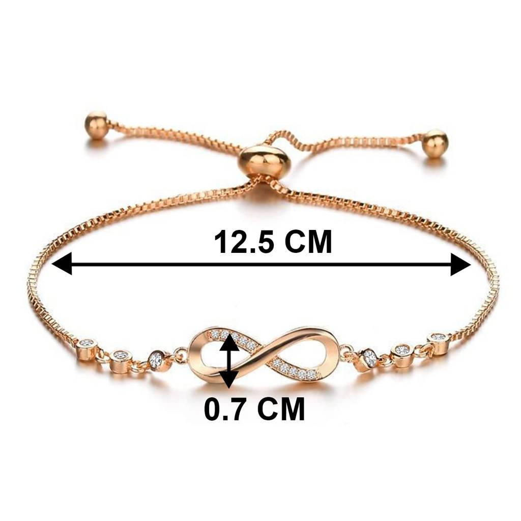 Gold Plated Cubic Zirconia Studded Style Adjustable Bracelet Fashion Jewellery For Women & Girls : PX8B47G