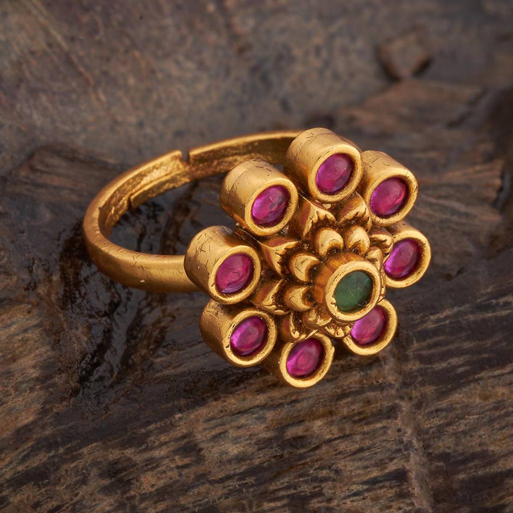 Kushal'S Fashion Jewellery Gold-Plated Antique Finger Ring-180044 : 430465