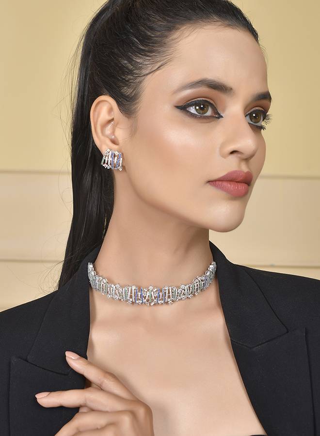 Mosaic Abstract Radiance Choker Necklace Set : 8905124519013