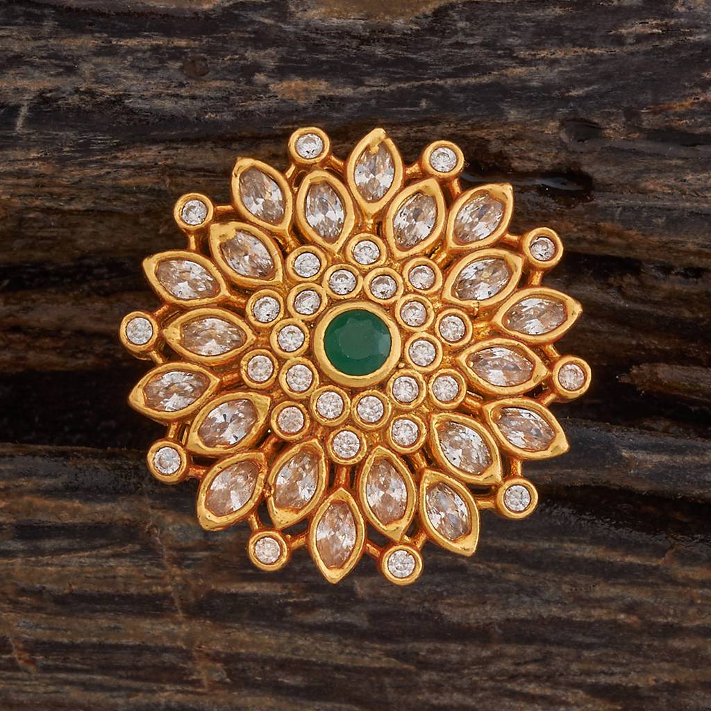 Kushal'S Fashion Jewellery Gold-Plated Cubic Zirconia Studded Finger Ring : 429924