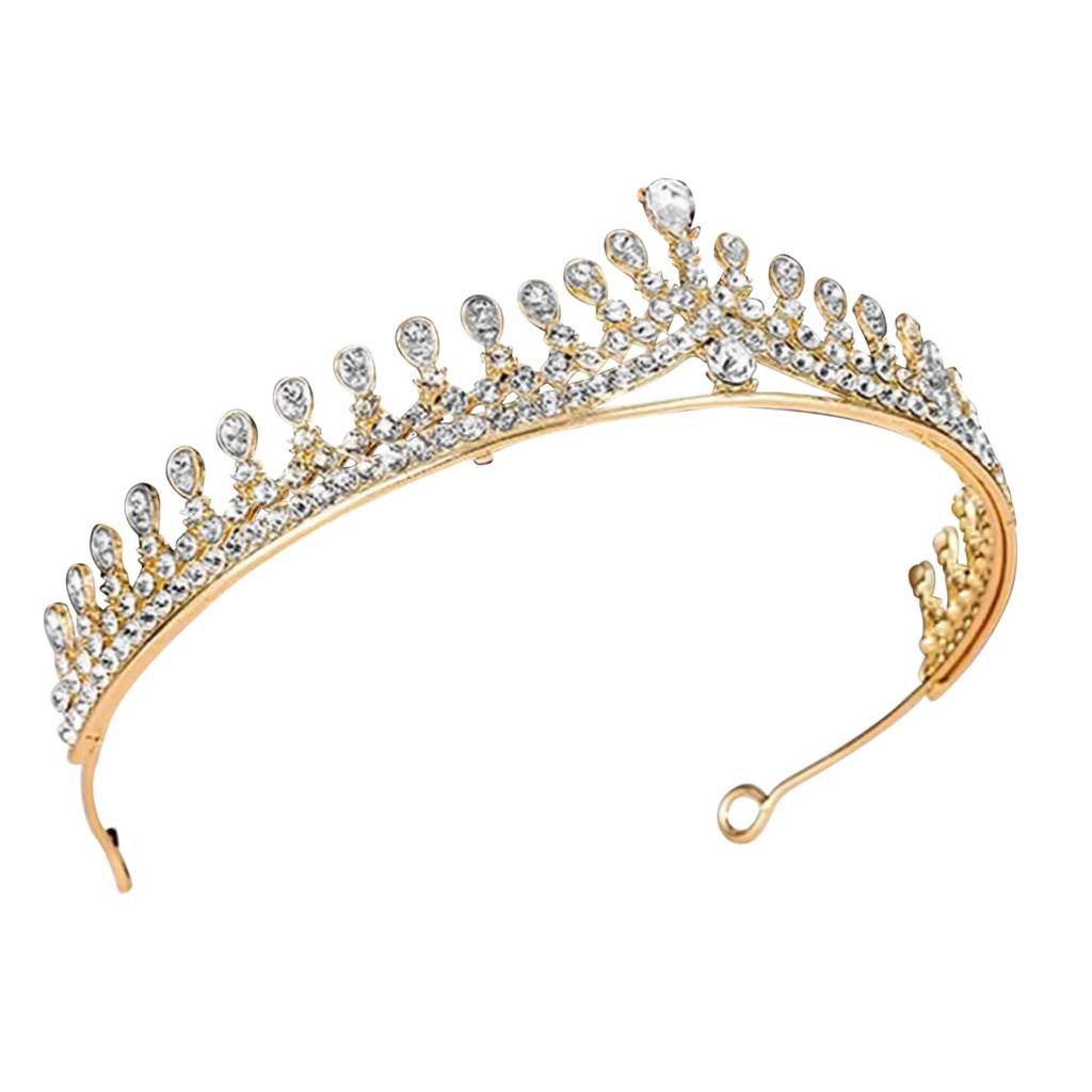 Cubic Zirconia Studded Princess Tiara Crown For Girls Women Birthday Gift Hair Accessories-Px9Cw06 : PX9CW06G