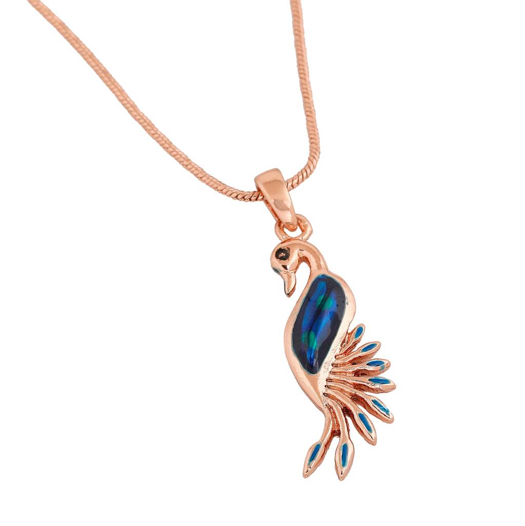 Estele Rosegold Plated Peacock Shaped Pendant With Enamel For Women : 896-RGPENDANT
