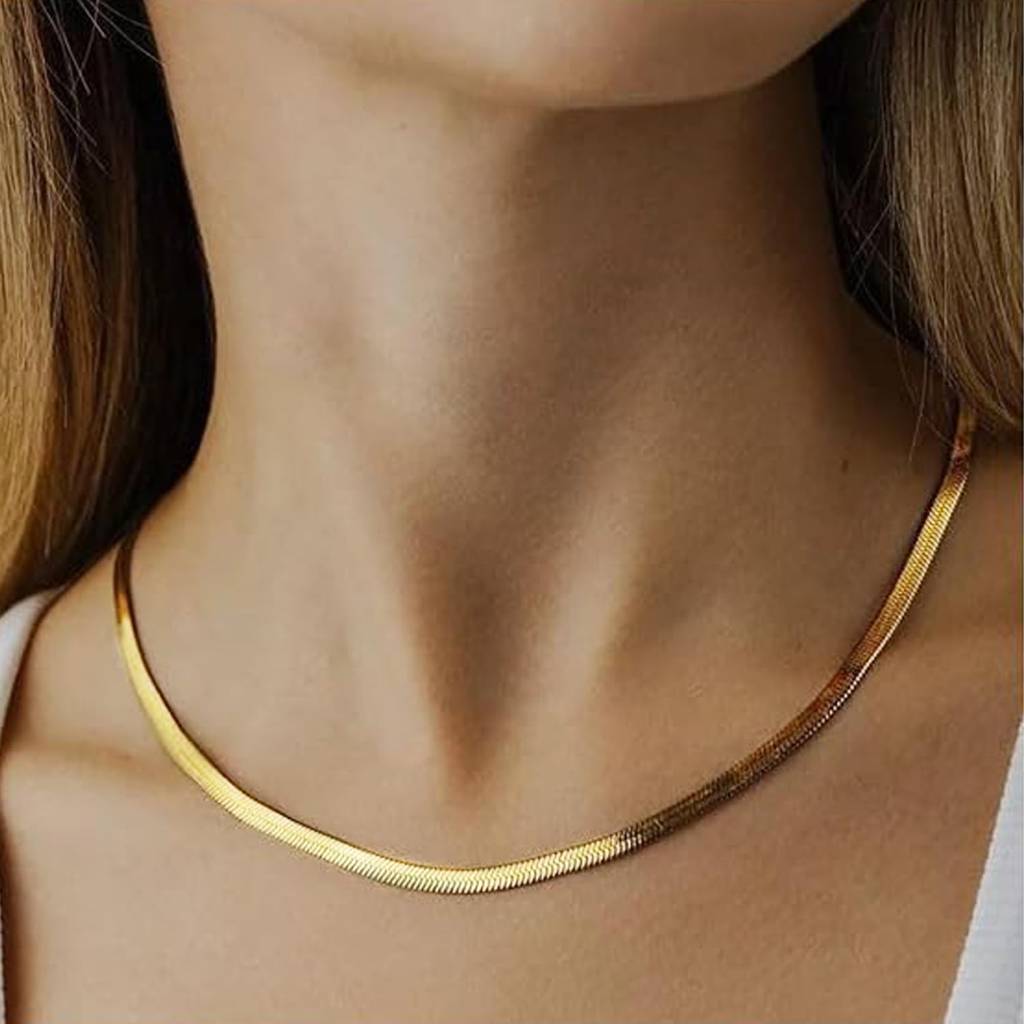 Gold Plated Stainless Steel Herringbone Chain Stylish Fashion Jewellery For Men : PX5CH66G