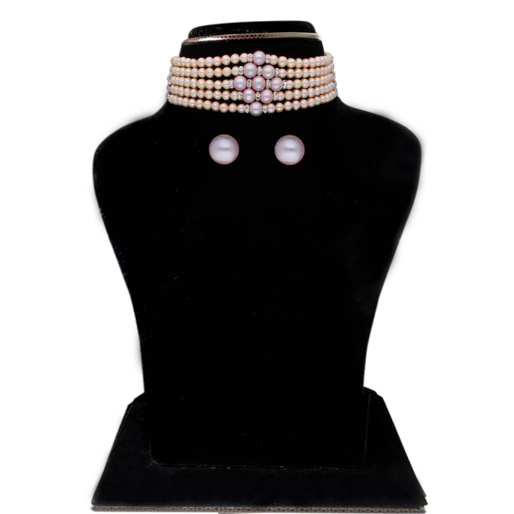Jaahnavi 5 Lines Round Pearl Choker : JPAU-21-289