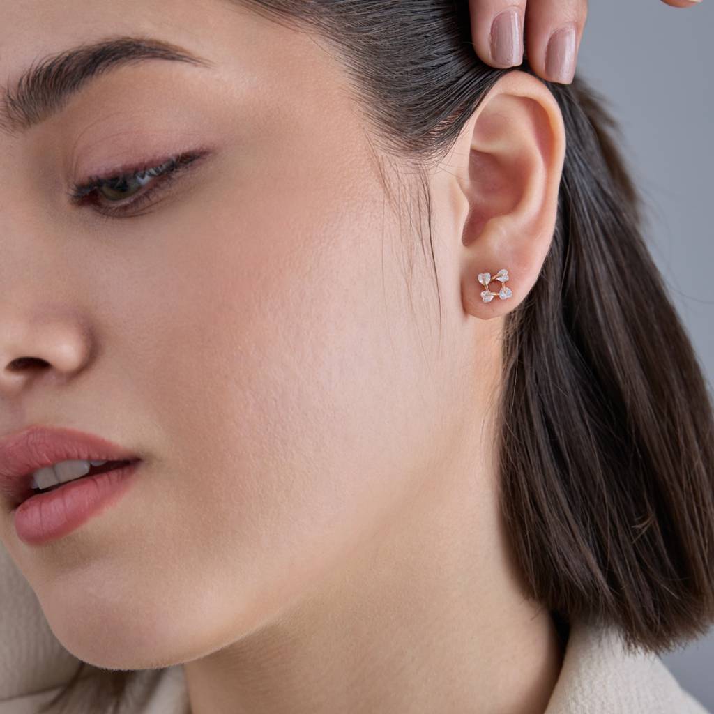 Kushal'S Fashion Jewellery White Rhodium-Plated Party Zircon 92.5 Sterling Silver Stud Earrings-183076 : 437115