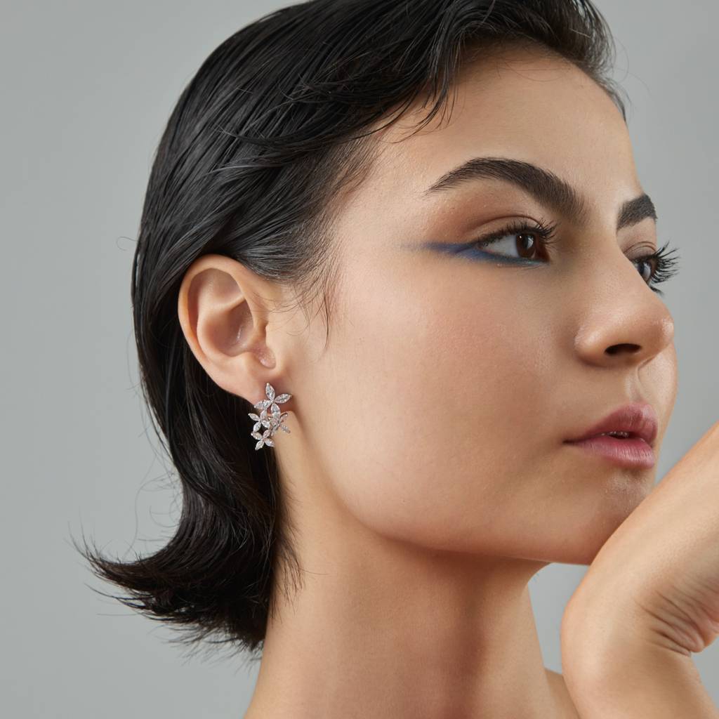 Kushal'S Fashion Jewellery White Rhodium Plated Party Trendy Zircon Studs-187695 : 446877