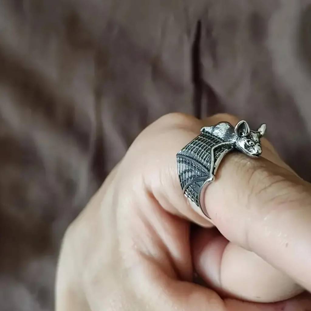 Spooky Bat Silver Ring : RS12193