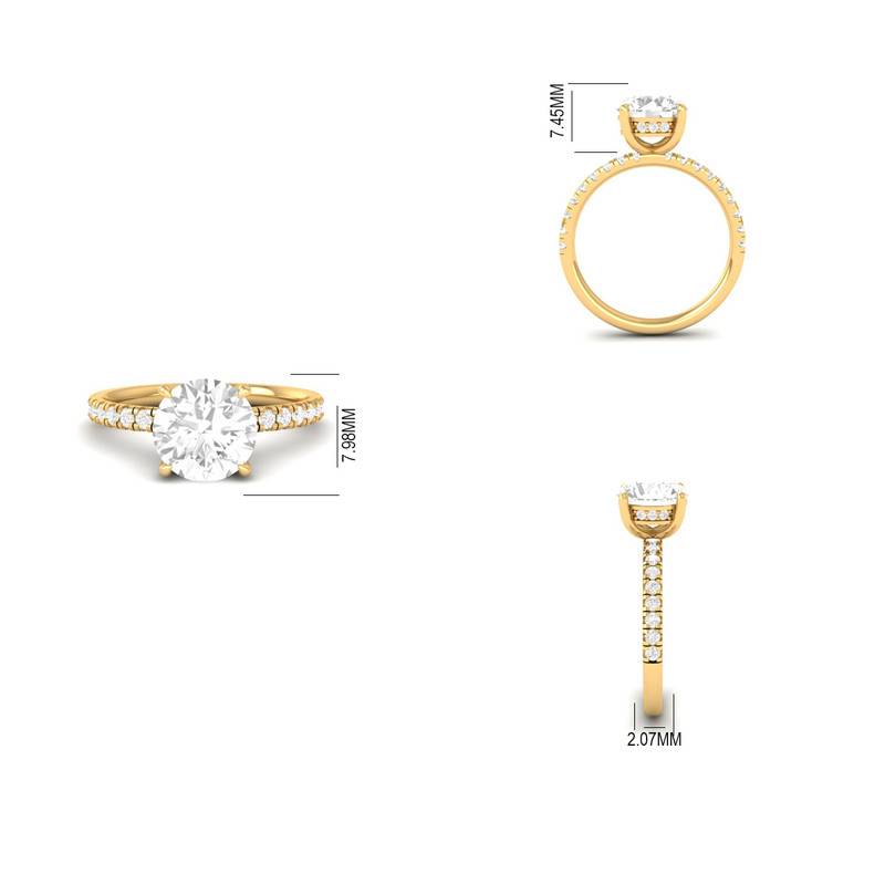 Classic 4-Prong Moissanite Ring 14K Gold Plated : TGDR-634-R-6