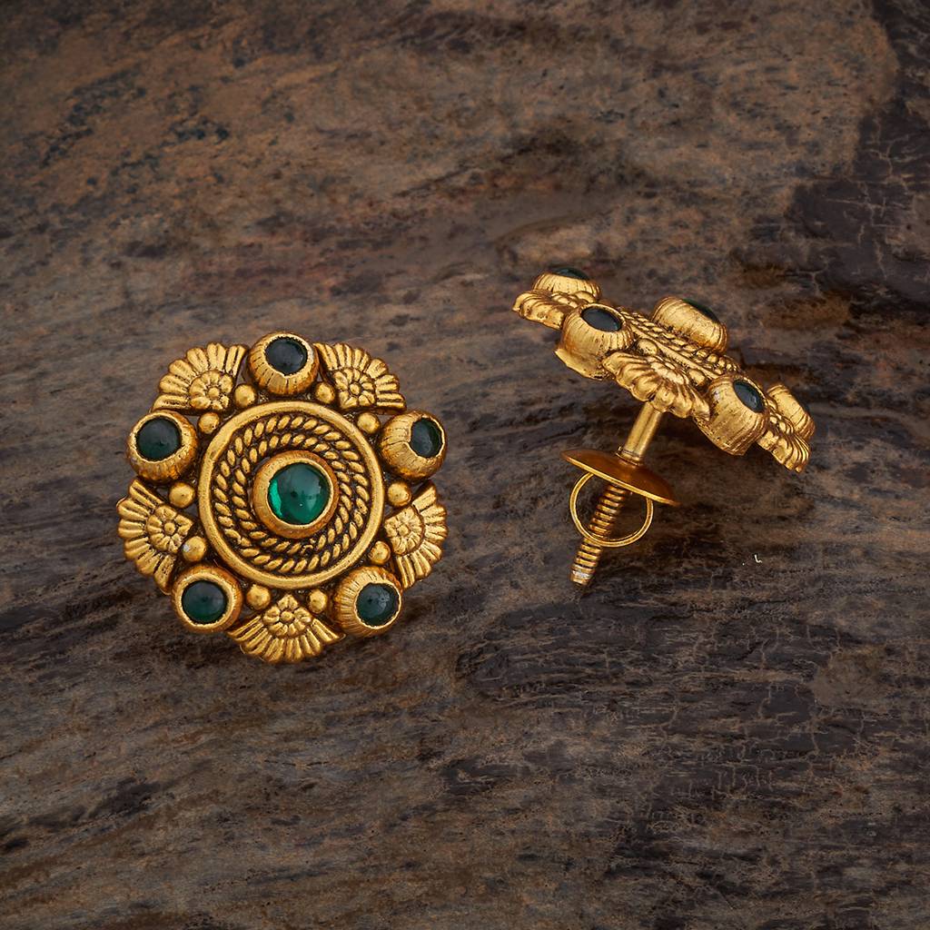 Kushal'S Fashion Jewellery Oxidised Gold-Plated Ethnic 92.5 Pure Silver Temple Studs-177439 : 425373