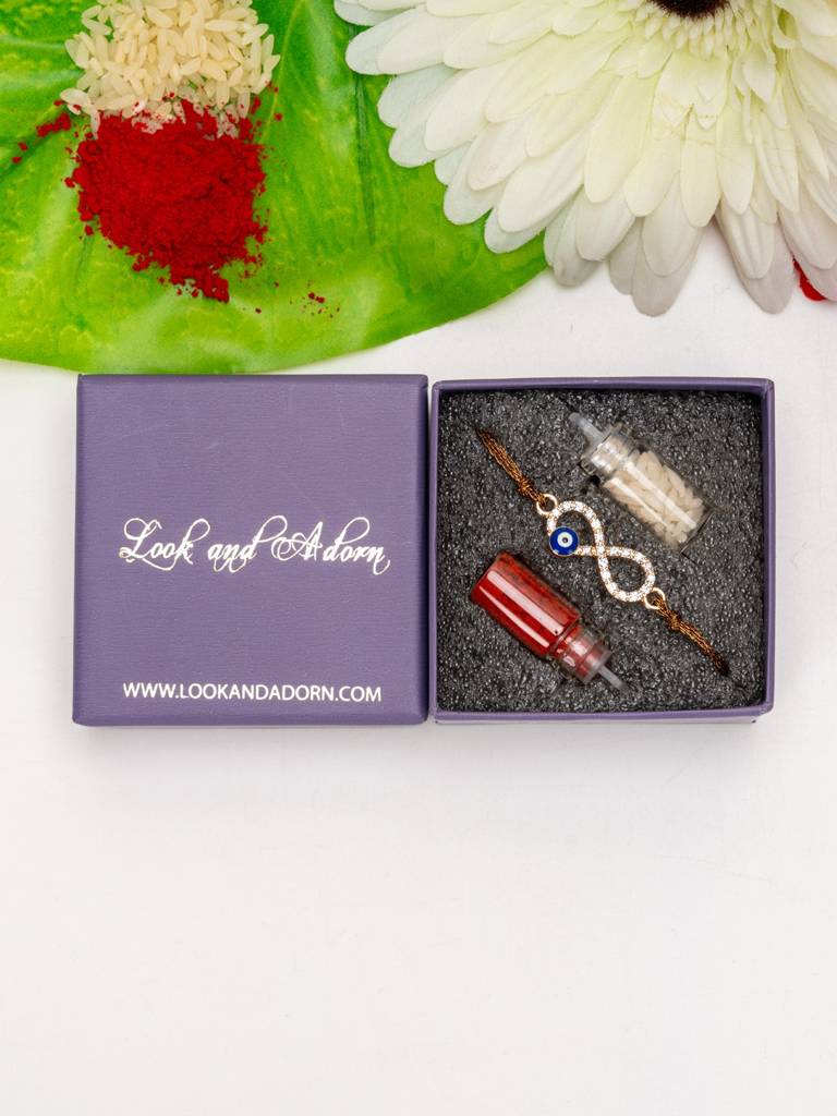 Ad Stone Studded Infinity Evil Eye Rakhi : LAARK37