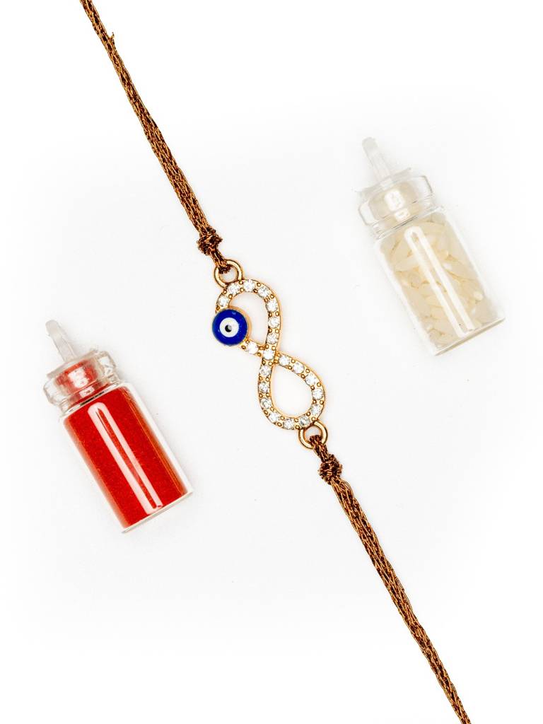 Ad Stone Studded Infinity Evil Eye Rakhi : LAARK37