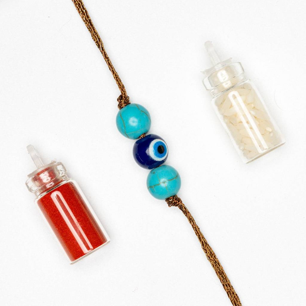 Blue Turquoise Evil Eye Rakhi : LAARK41