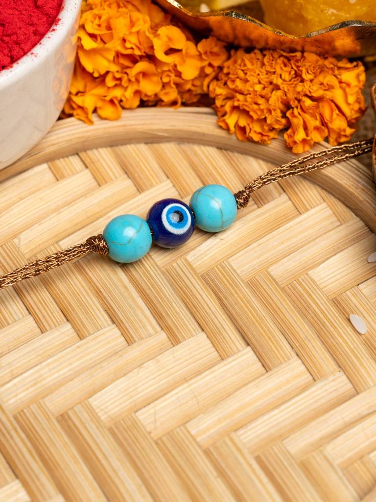 Blue Turquoise Evil Eye Rakhi : LAARK41