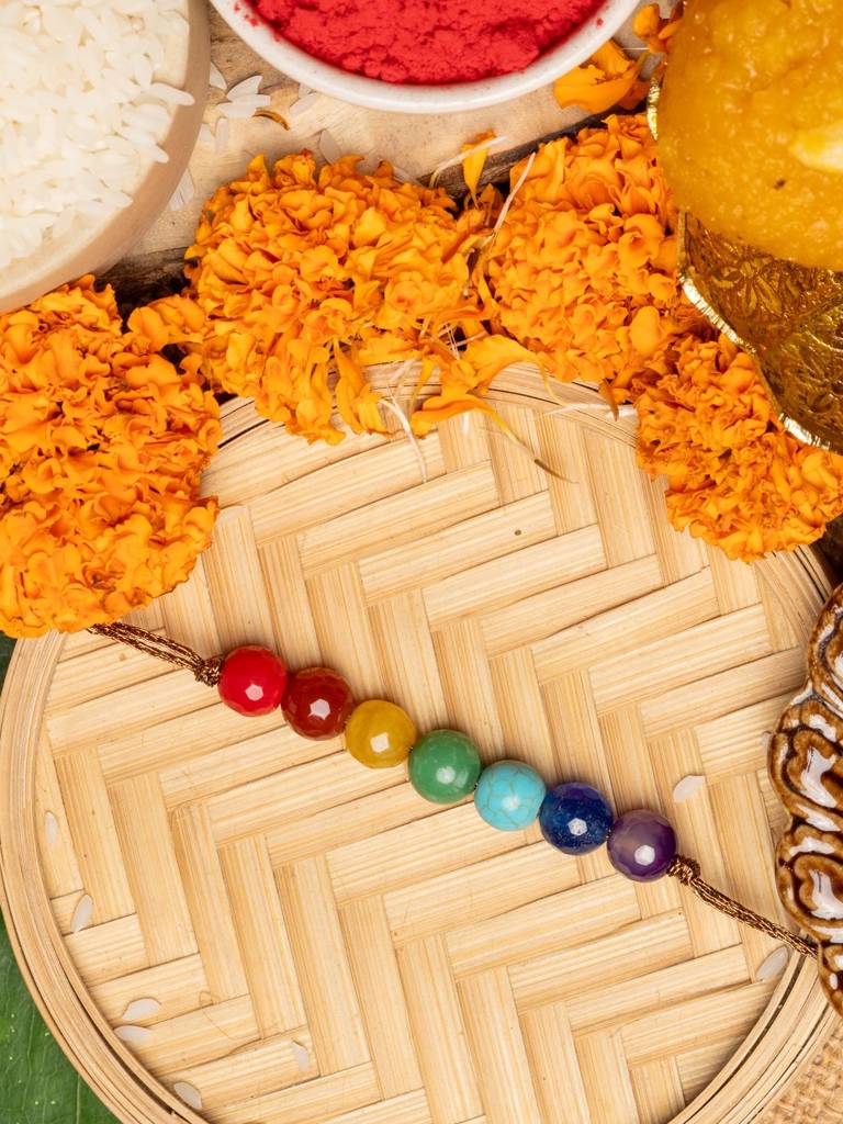 Eternz Certified Jewellery - Look and Adorn Semi Precious Stones 7 Chakra Rakhi