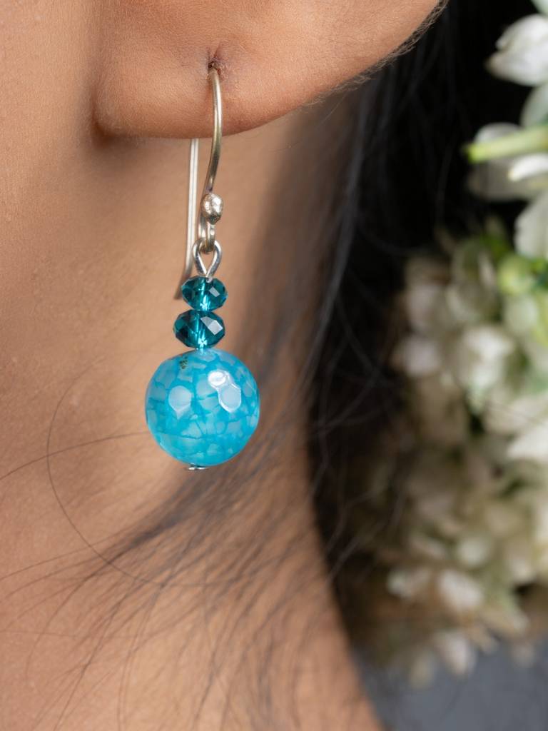 Semi Precious Blue Onyx Necklace Set With Earrings : LAANP179