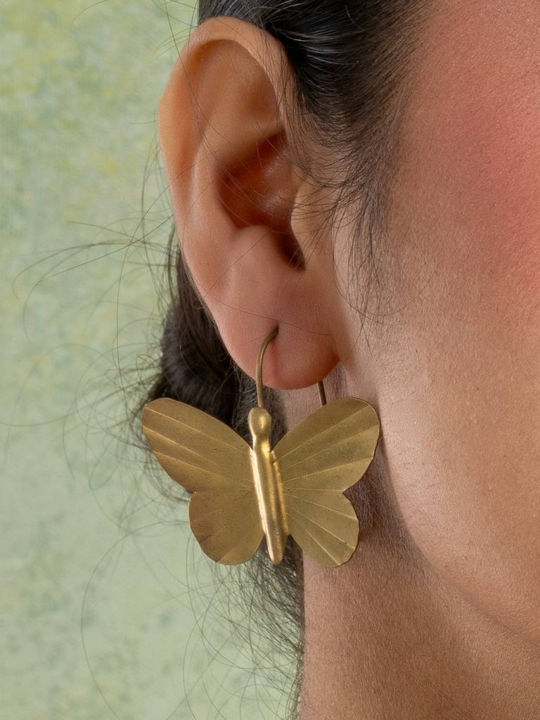 Golden Brass Butterfly Earring : LAAER786