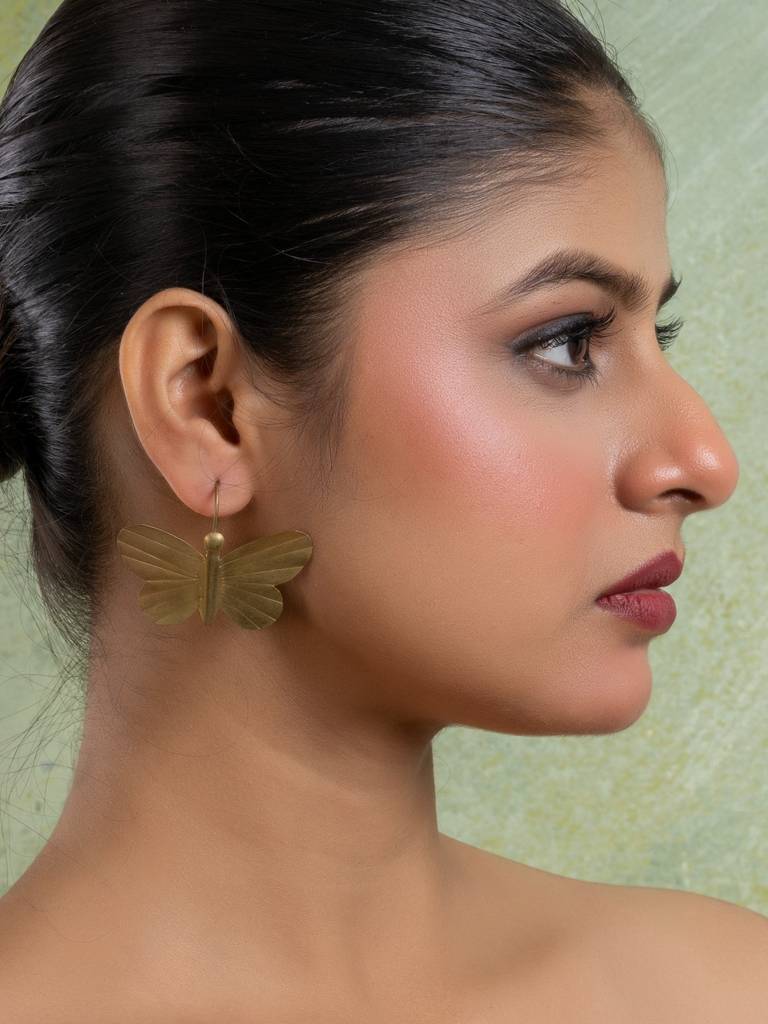 Golden Brass Butterfly Earring : LAAER786