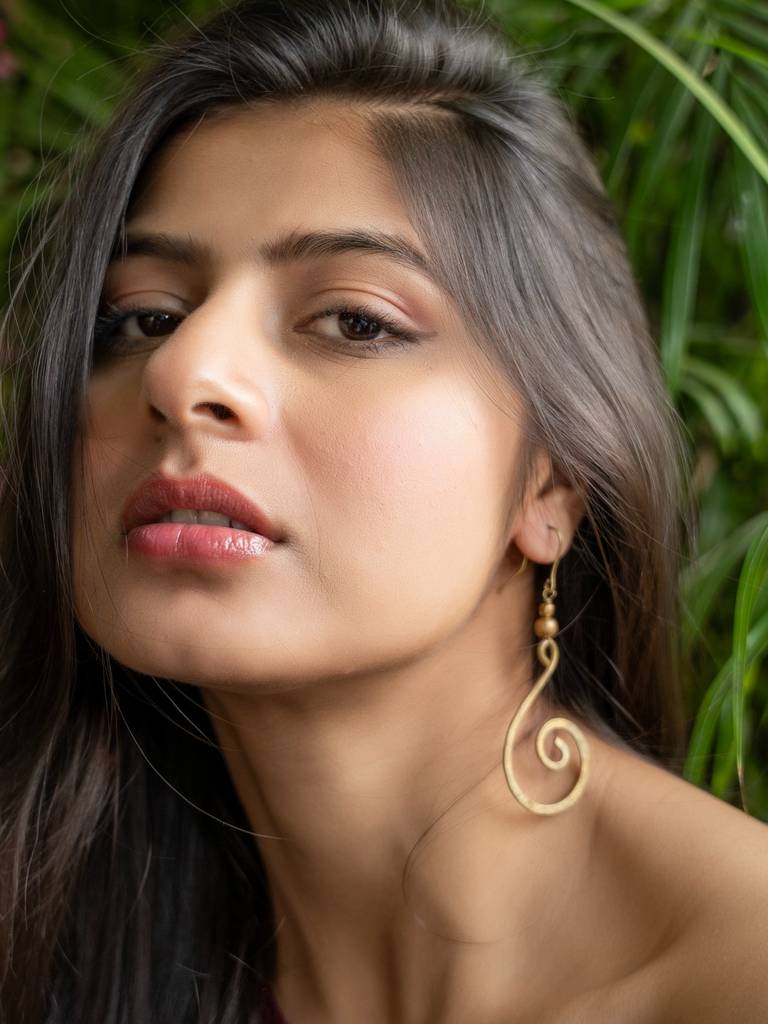 Handmade Dokra Brass Crescent Spiral Earrings : LAAER527