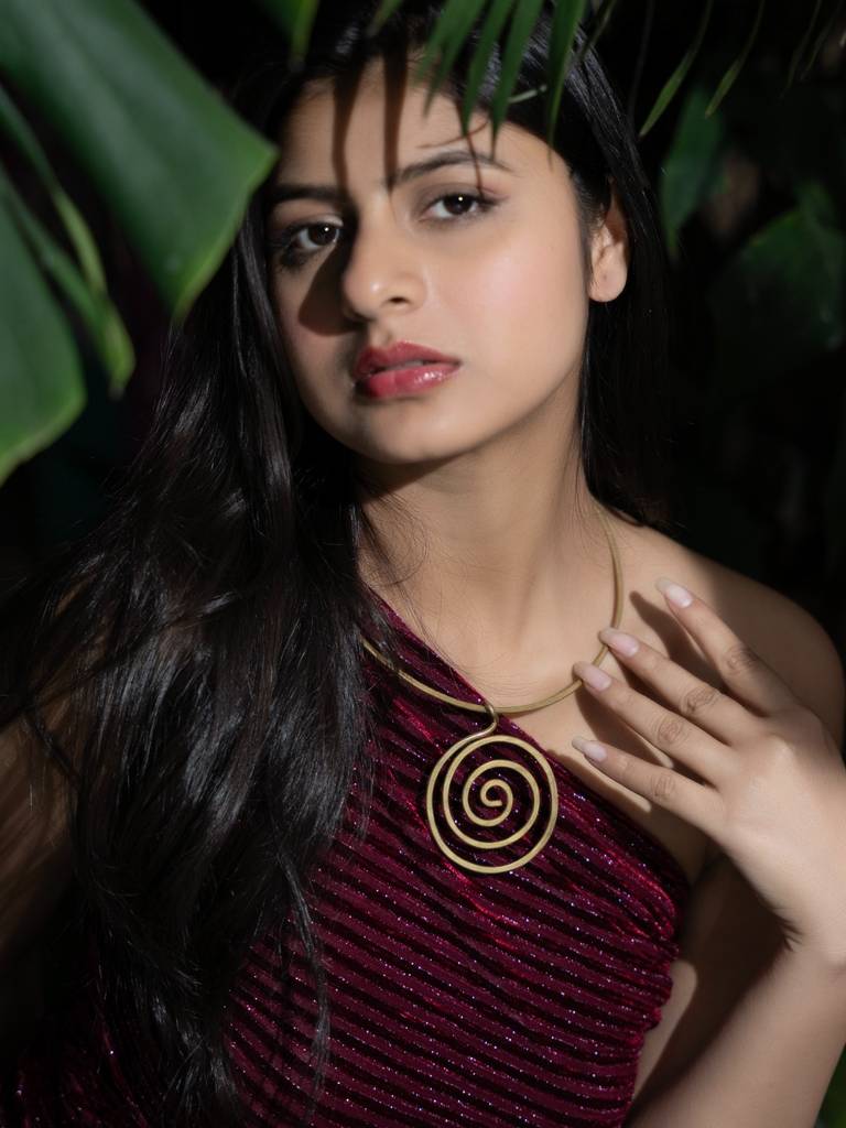 Handmade Dokra Brass Circular Spiral Hasli Necklace With Intricate Design For Ethnic And Western Styles : LAANP63