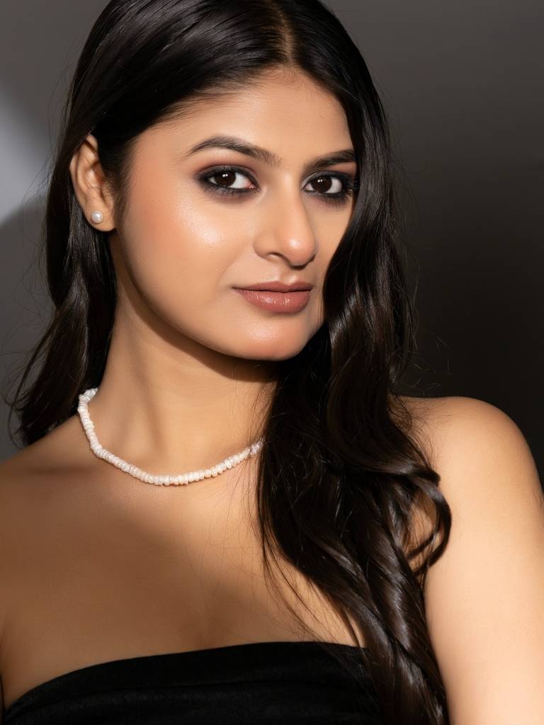 Fresh Pearl Single Line Necklace Set With Earrings : LAAJS14
