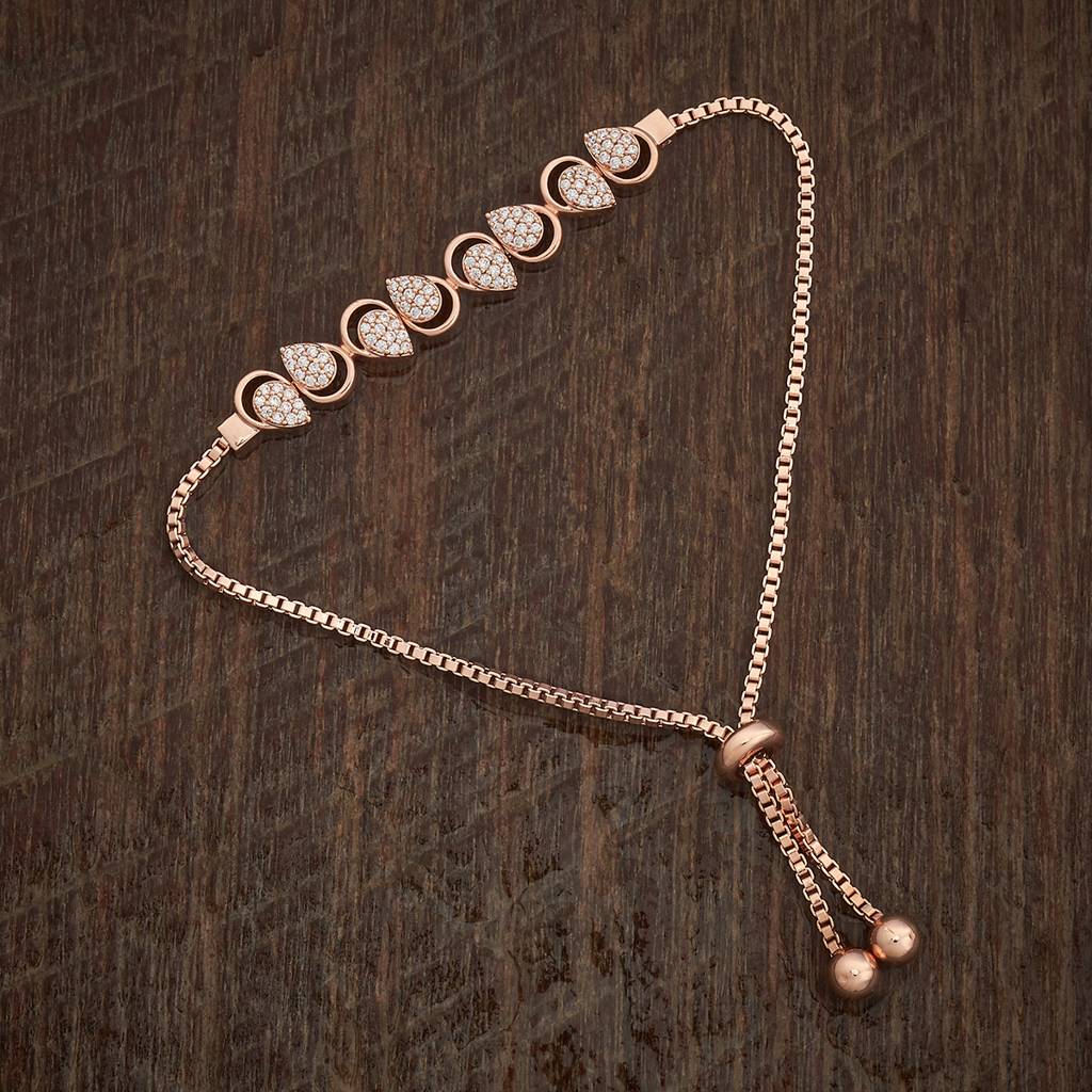 Kushal'S Fashion Jewellery White Rose Gold-Plated Party Zircon Bracelet-182259 : 435358