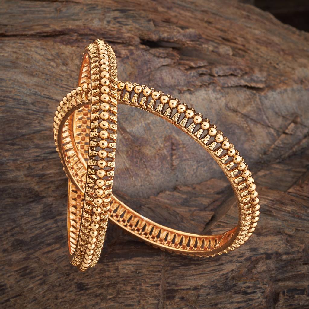 Kushal'S Fashion Jewellery Gold-Plated Festive Antique Bangle-176365 : 422650