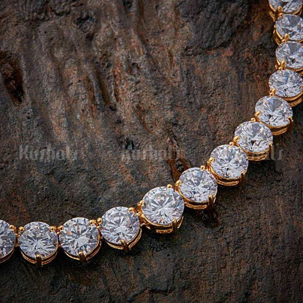 Kushal'S Fashion Jewellery  Plated Zircon Party 92.5 Sterling Silver Jewellery Set-147823 : 353163