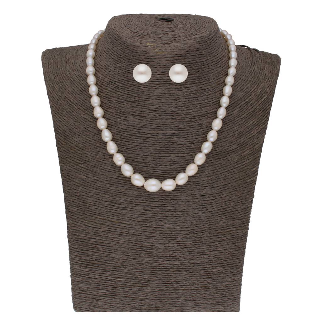 White Graded Oval Pearl Necklace : JPMAR-22-96