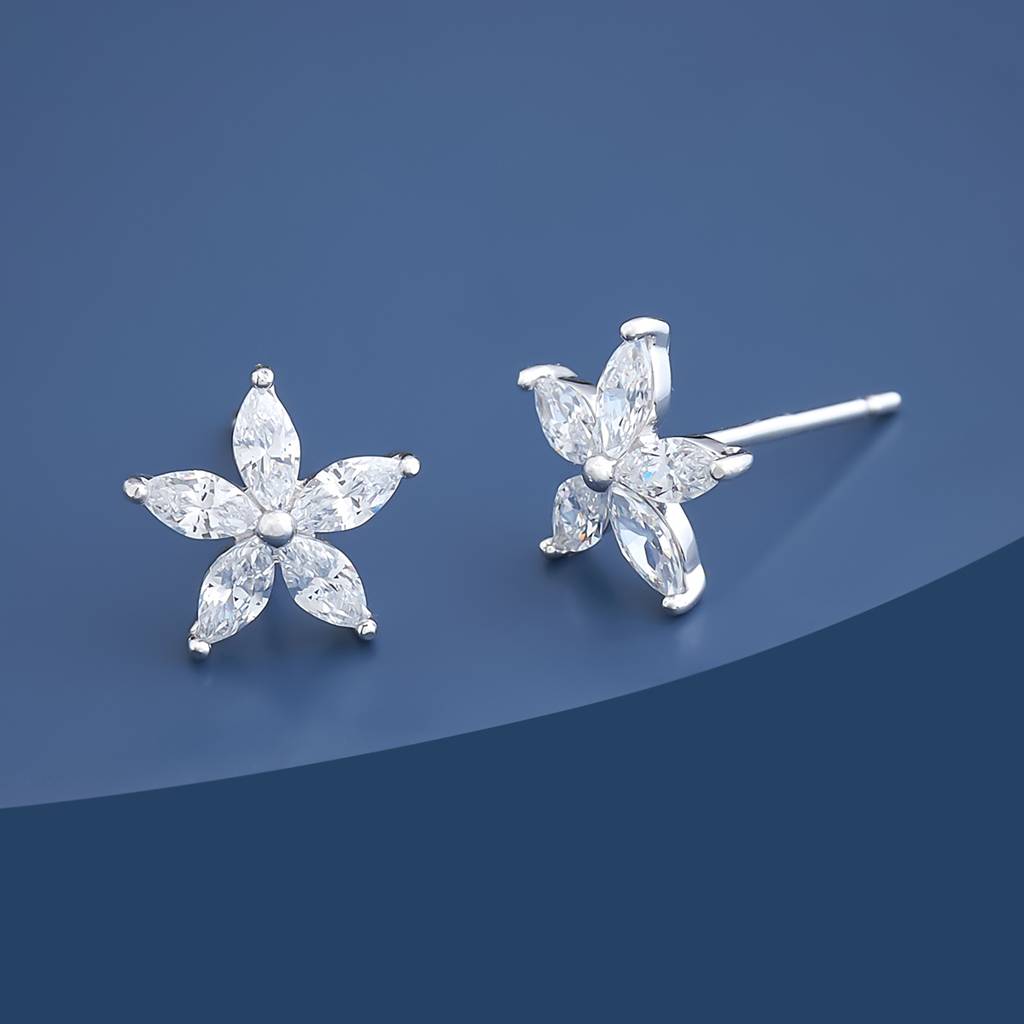 Kushal'S Fashion Jewellery Plated Zircon 92.5 Sterling Silver Studs-161234 : 437119