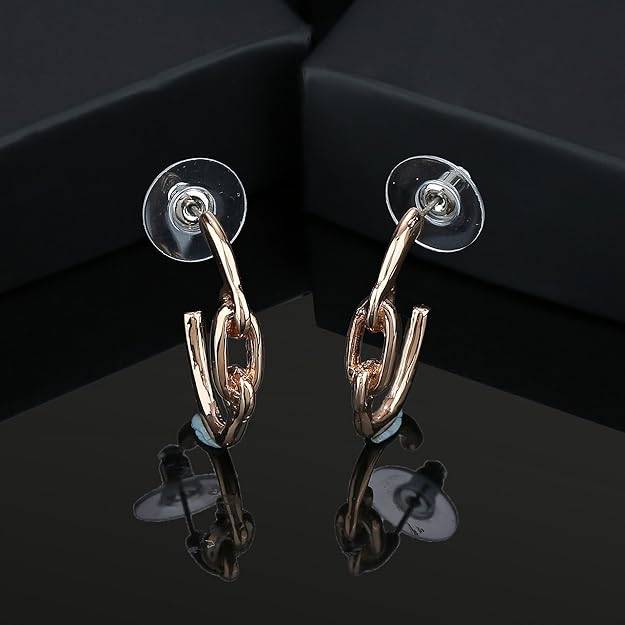 Estele Rosegold Plated Linked Chain Designer Earrings For Women : 700704-IGER
