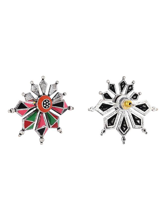 Folklore Coloured Enamel Edgy Earrings : 8905124477283