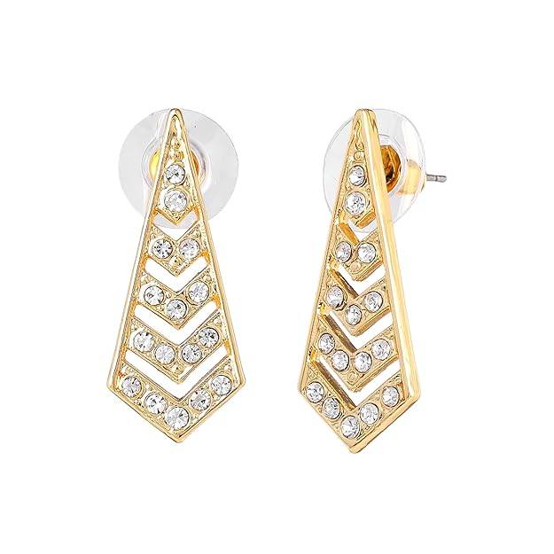 Gold Plated Timeless & Stunning White Crystals Accented Classic Stud Earrings For Girls : 195704-2NIGER