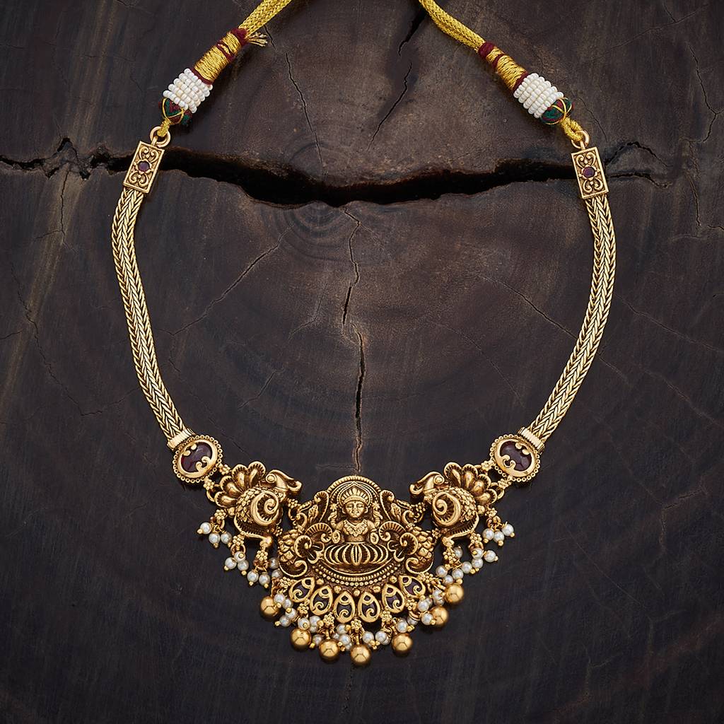 Kushal'S Fashion Jewellery Ruby Gold-Plated Ethnic Antique Necklace -410515 : 410515