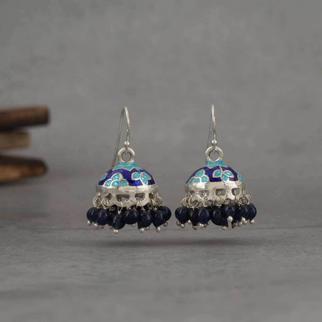 Meenakari Silver Jhumkies : SSE819