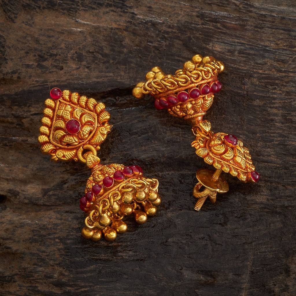 Kushal'S Fashion Jewellery Gold-Plated Ethnic 92.5 Pure Silver Temple Jhumkas-174134 : 417963