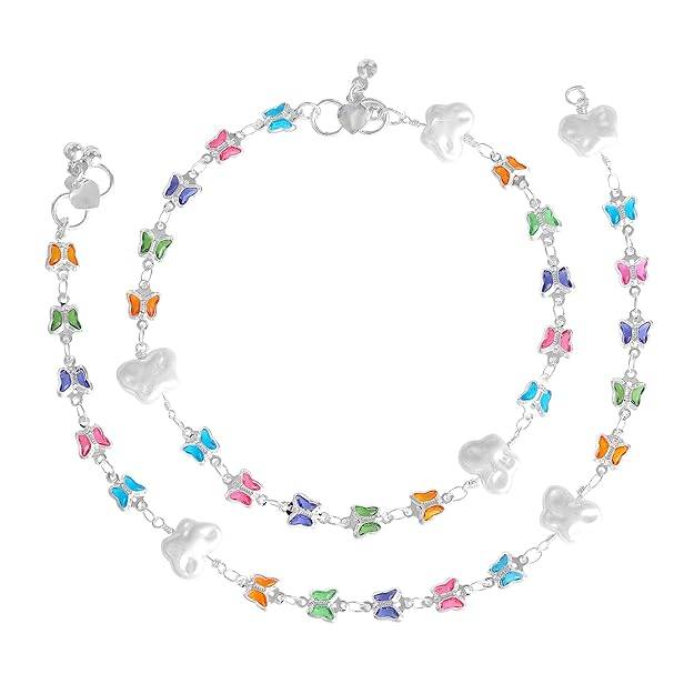 Gehena By Estele Fashion Anklets For Girls & Women: Rhodium Plated Elegant Butterfly Design Lightweight M : OSAK009-IRMCANKLET