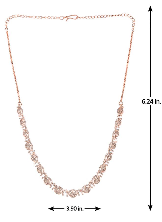 Cz Elegance Rose Plated Brass Made Women Necklace Set : 8905124477740
