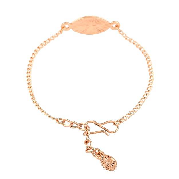 Estele Rosegold Plated Auspicious Navy Blue Enamel Evil Eye Charm Bracelet For Women : 102170-RGNBTQBR
