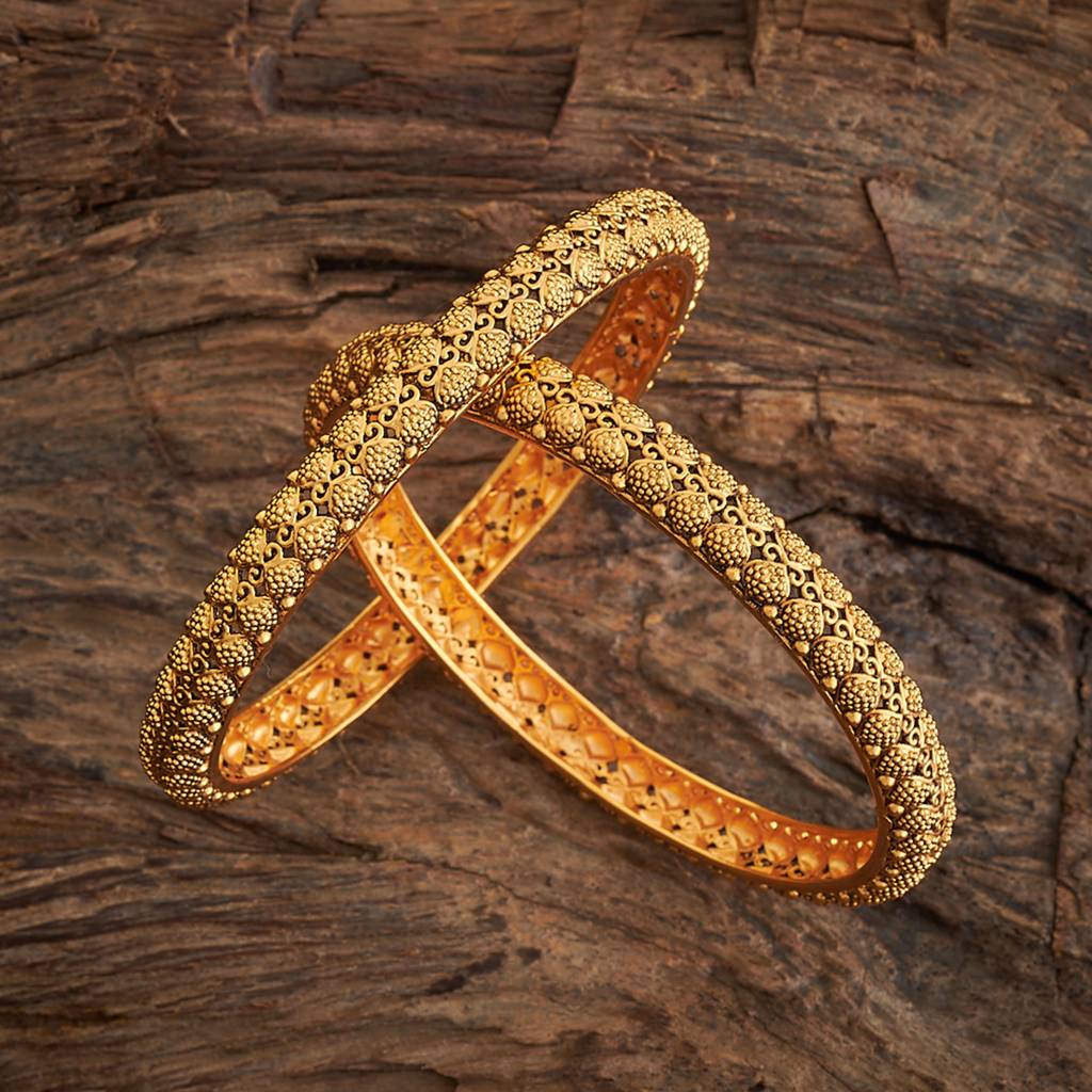 Kushal'S Fashion Jewellery Gold Gold-Plated Ethnic Antique Bangle-173877 : 417323