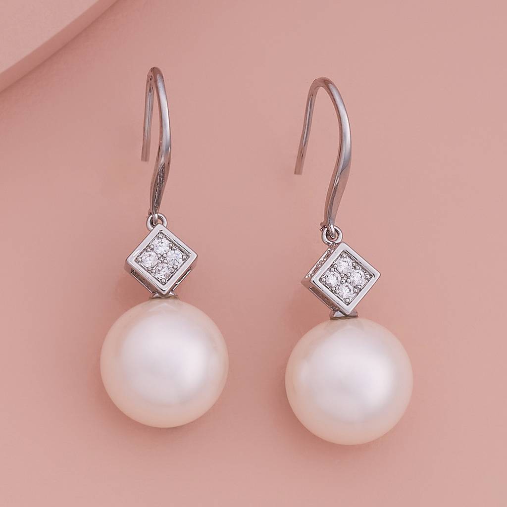 Kushal'S Fashion Jewellery Pearl Party Zircon Drop Earrings-185909 : 443375