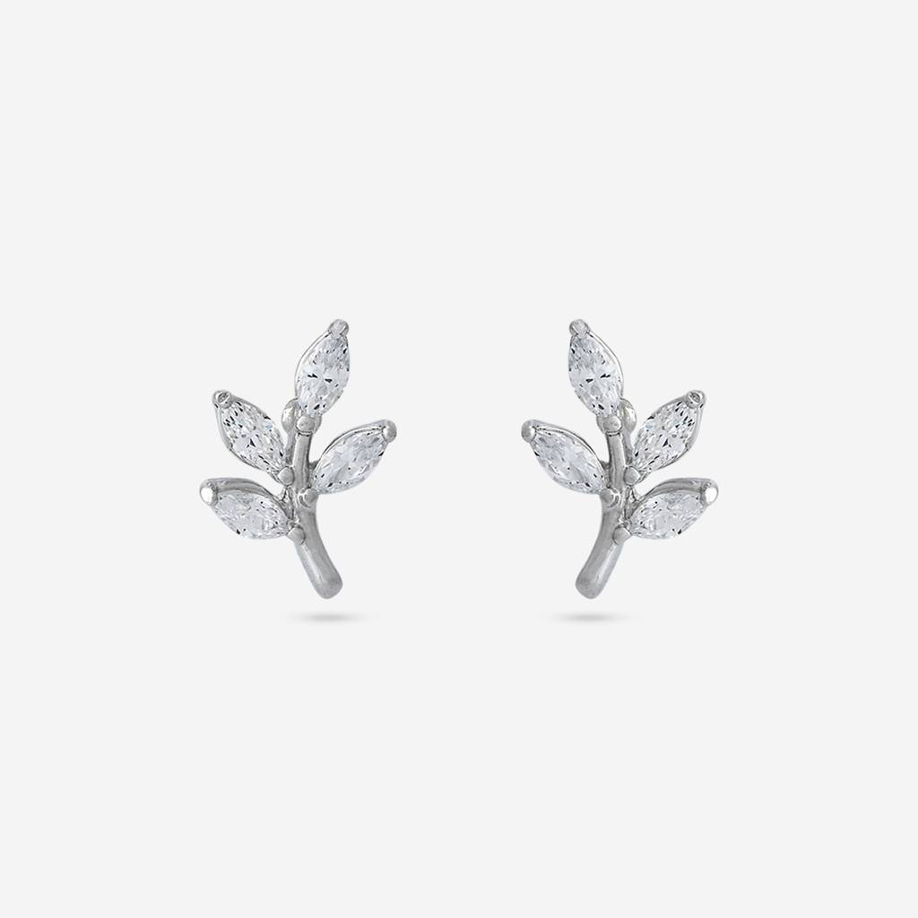 Kushal'S Fashion Jewellery White Rhodium-Plated Party 92.5 Sterling Silver Studs-448379 : 448379