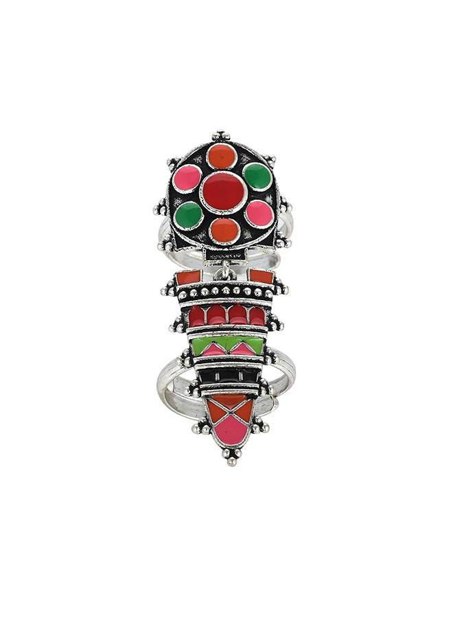 Folklore Beaded Coloured Enamel Long Ring | Folklore Beaded Coloured ...